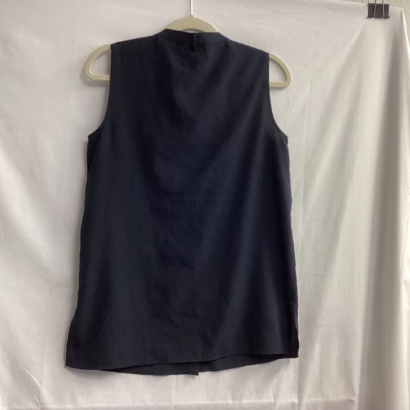 Tory Burch Sleeveless Top Button Down Collared Blouse Blue Size 4 Hidden Buttons - Picture 13 of 14